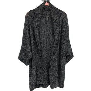 Additions by Chico's Grey Silver Knit Open Cardigan size 2